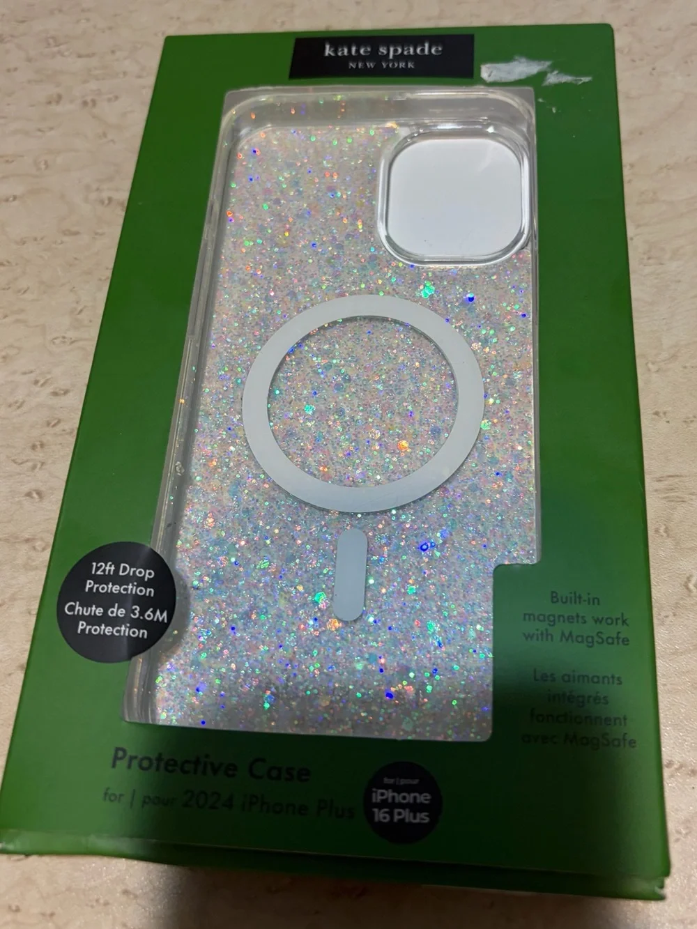 kate spade new york Chunky Glitter MagSafe iPhone 16 Plus NIB